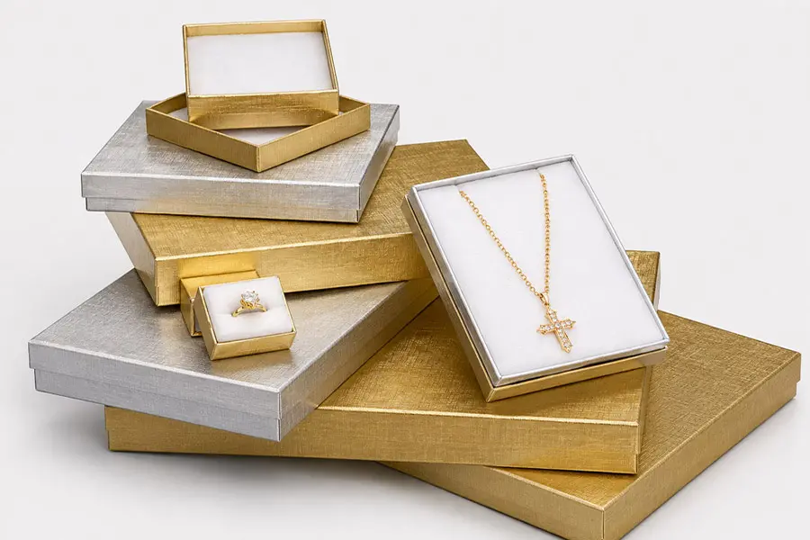 Cotton Filled Jewelry Boxes - Textured Foils