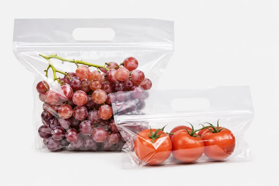 7.5W x 9.75L x 4BG Microwavable Produce Bags, Die Cut Handle, Zip Top