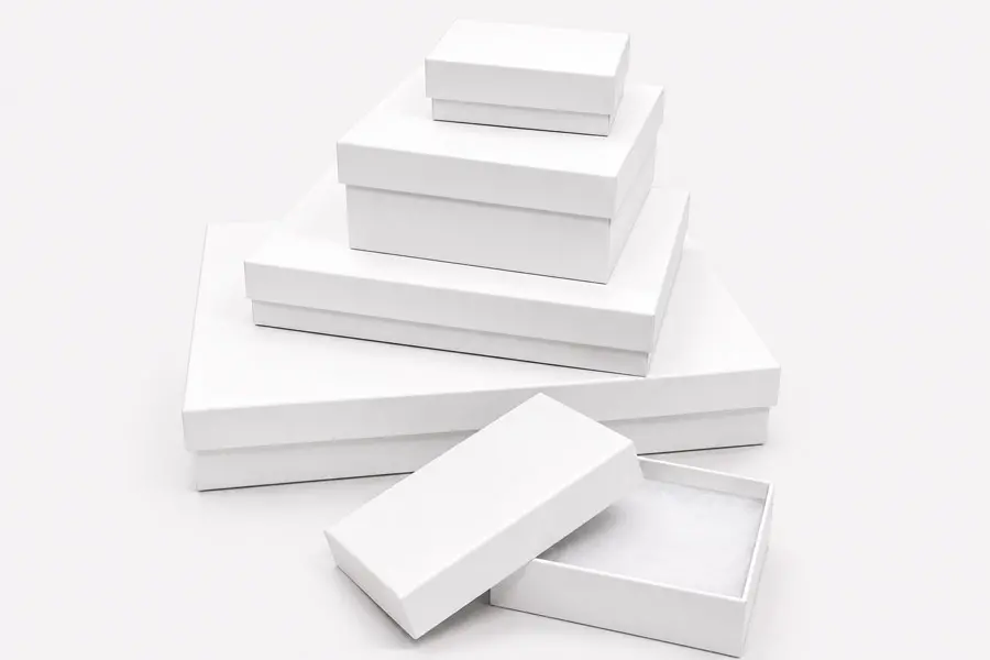 White Swirl Jewelry Boxes - Fiber Insert