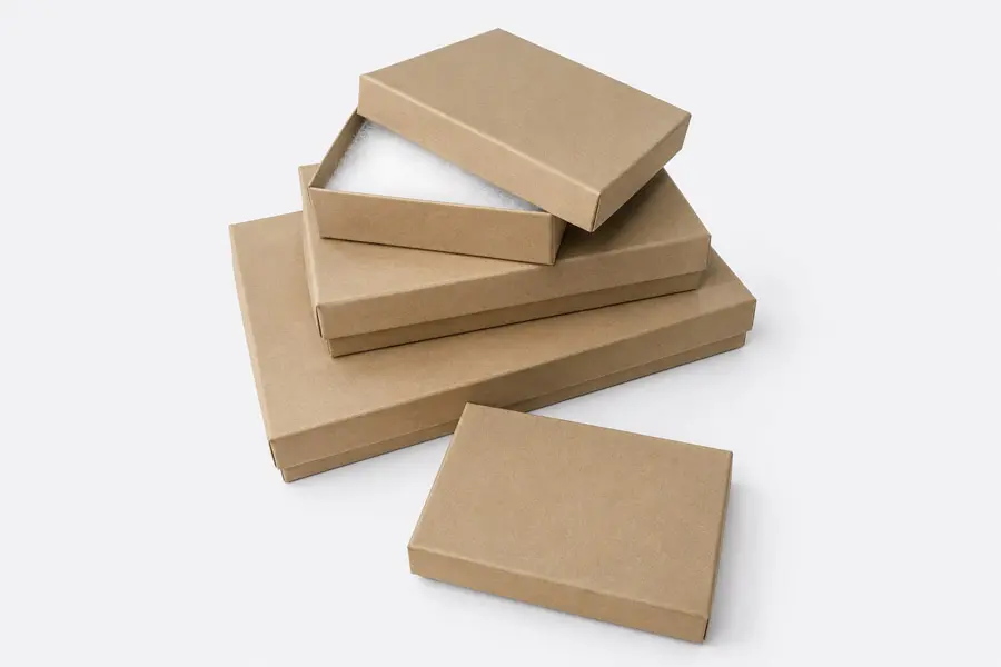 Eco Brown Kraft Jewelry Boxes - Fiber Filled
