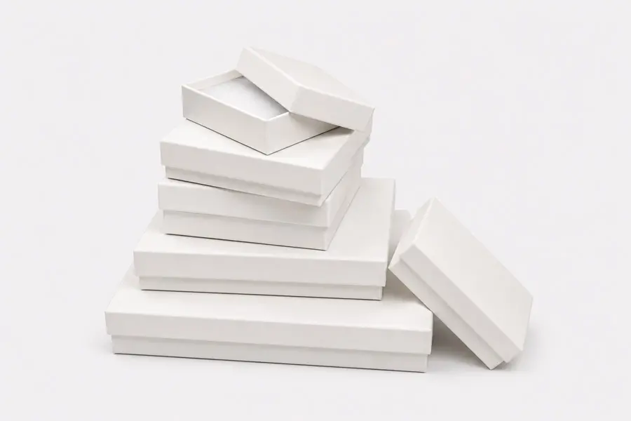 Eco White Kraft Jewelry Boxes - Fiber Filled