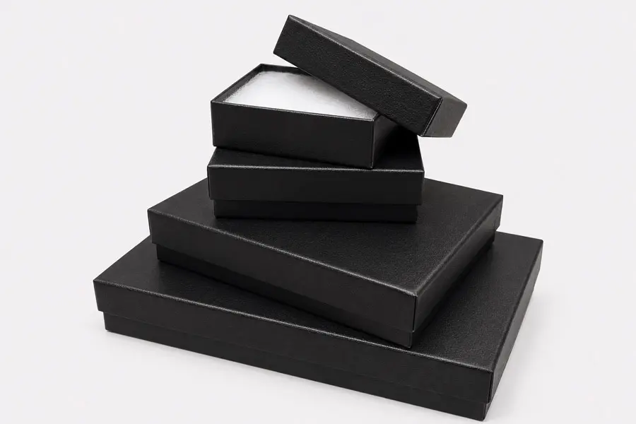 Black Textured Rigid Cotton Filled Set-Up Boxes