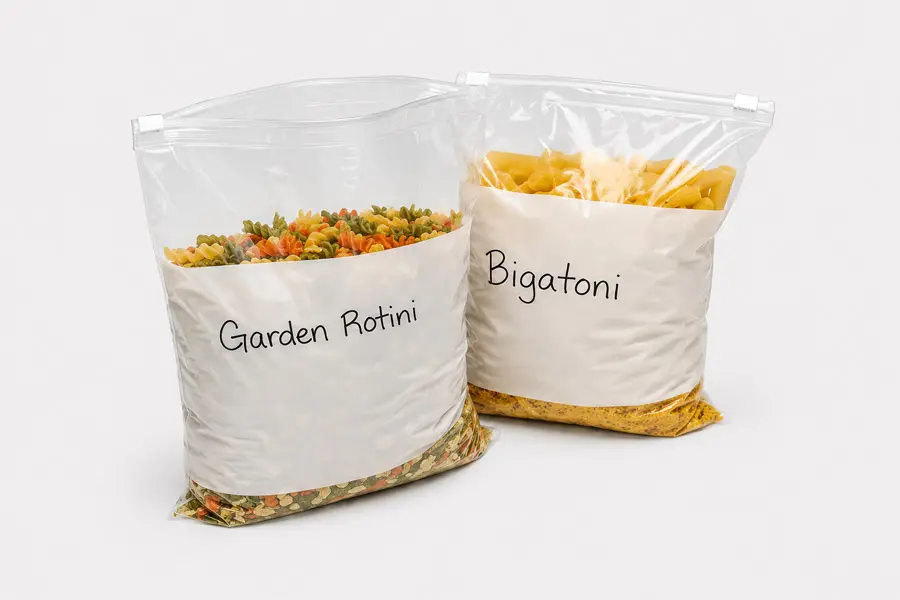 6W x 8L, 4 Mil White Block Zip Bags
