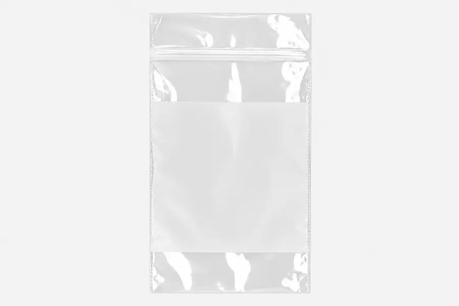 Pre-Opened White Block Zip Bags