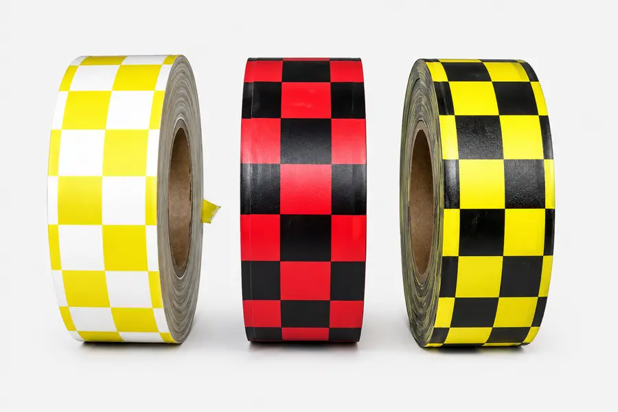 1-3/16W, Flagging Tape, Checkered Blue/Black
