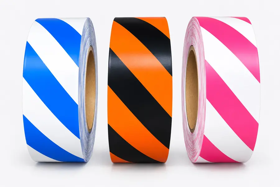 1-3/16W, Flagging Tape, Striped Blue