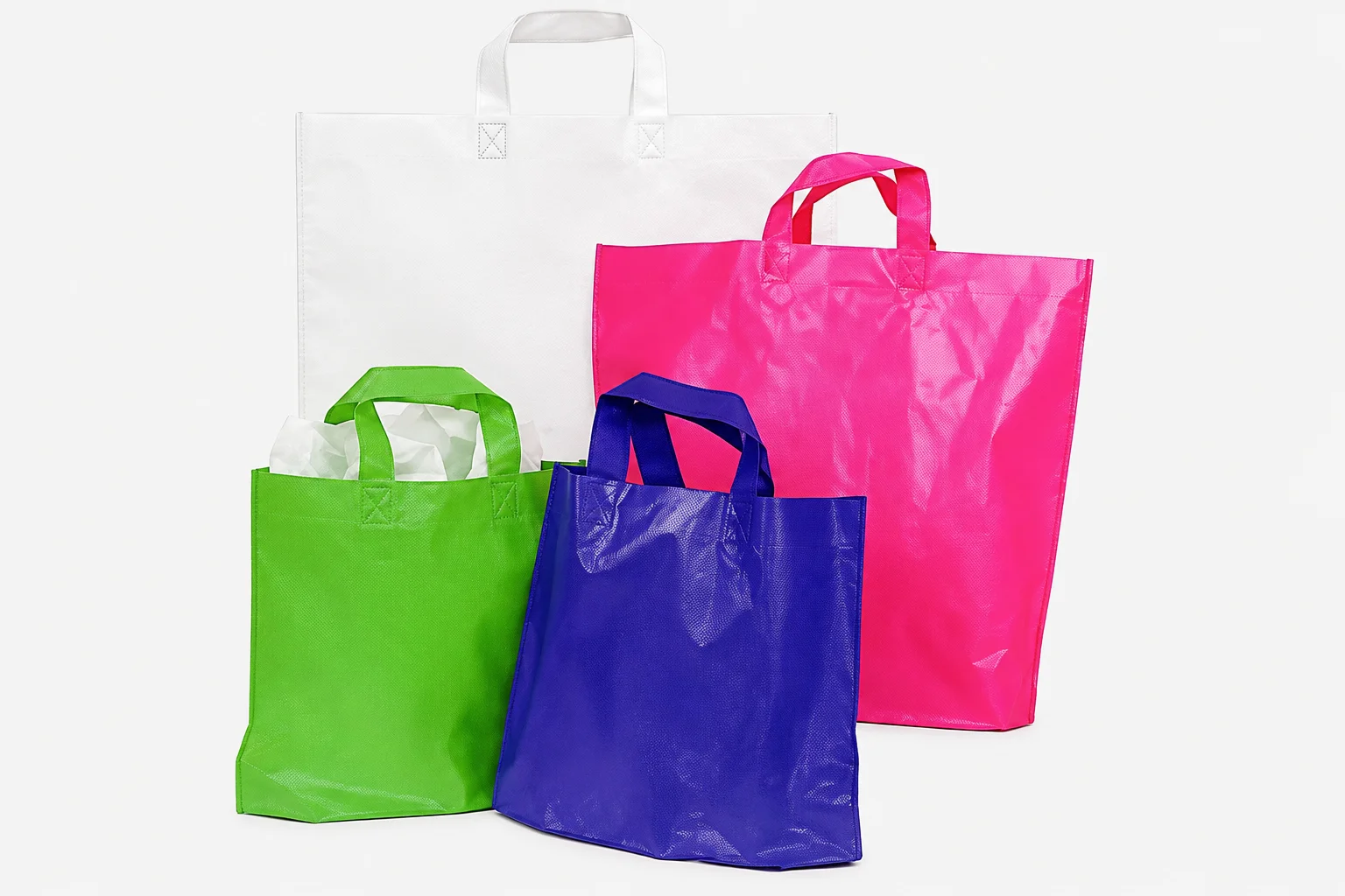 Plastic Tote Bags with Soft Loop Handles