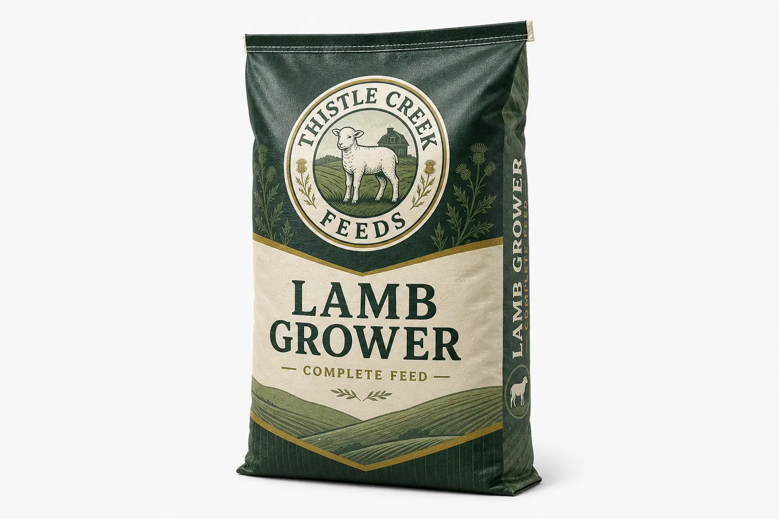 custom printed lamb grower feed bag