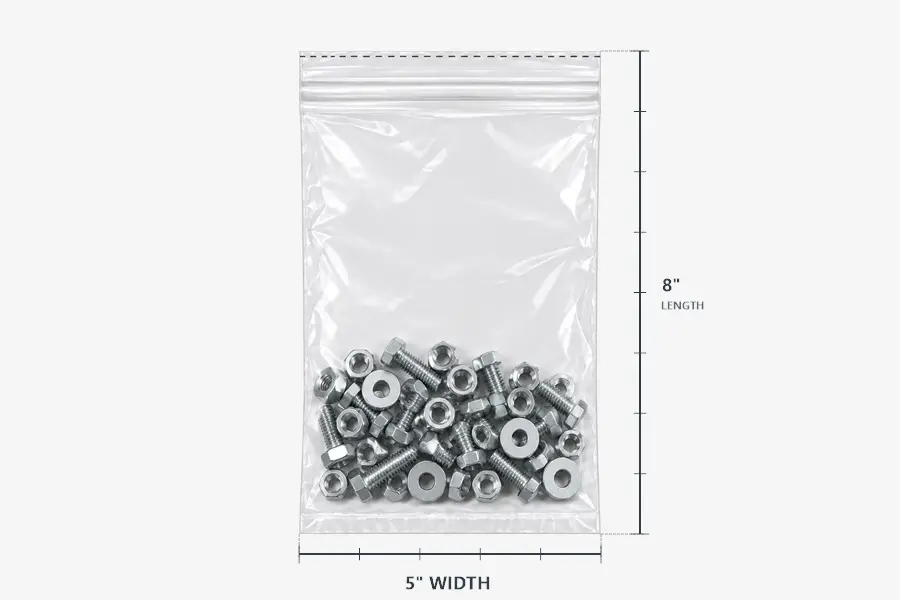 5W x 8L, 3 Mil Tamper Evident Zip Bags