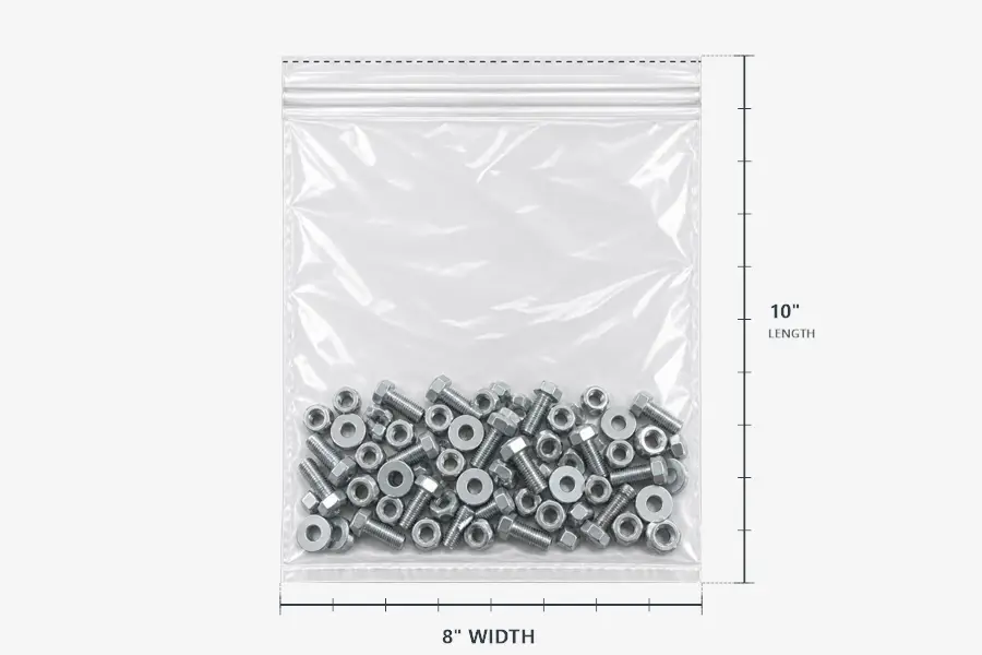8W x 10L, 3 Mil Tamper Evident Zip Bags