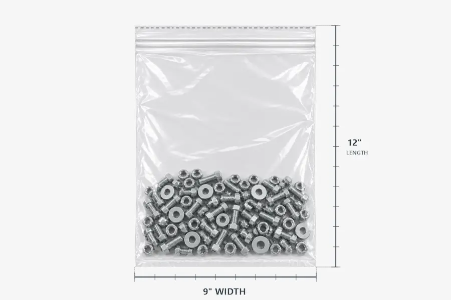 9W x 12L, 3 Mil Tamper Evident Zip Bags
