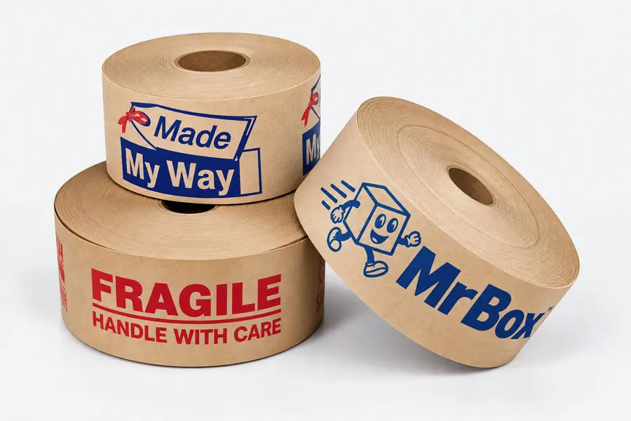 3W x 500 ft, Custom Printed Paper Tape, Brown