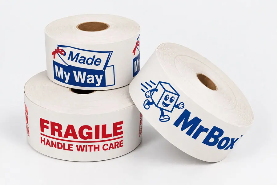 3W x 500 ft, Custom Printed Paper Tape, White