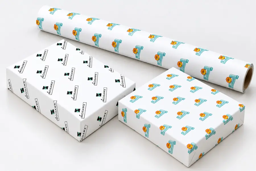 27.5W x 25 ft, Full Color Custom Printed Gift Wrap