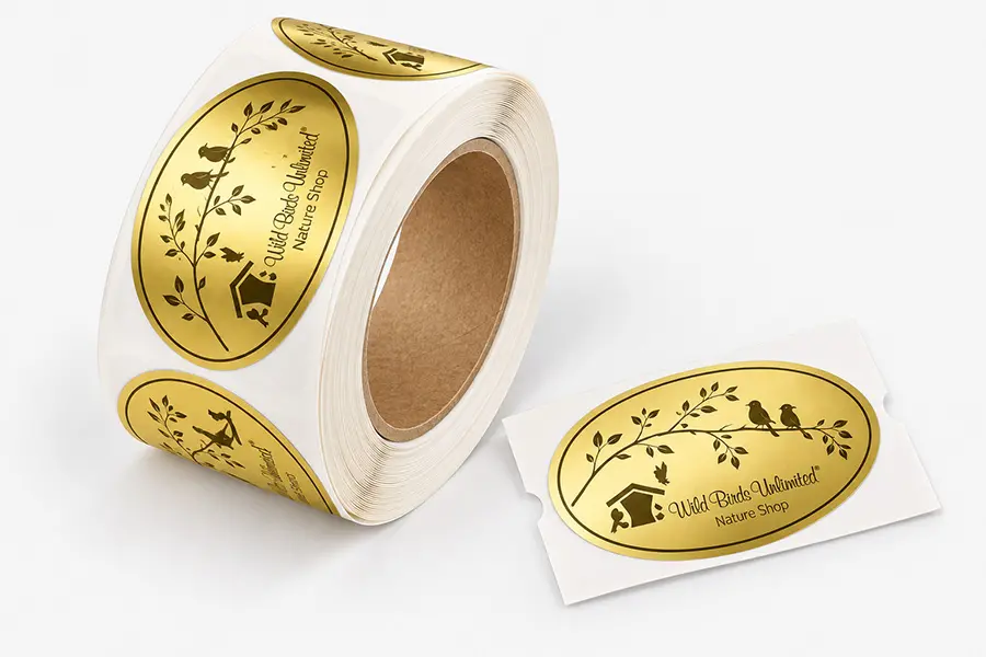 2 x 3.5, WBU Gold Oval Labels, Hot Stamp
