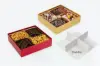 7-1/2W x 7-1/2L x 2-5/8H, Pretzel & Nut Boxes with Clear Lids, Gold Diamond, Red Diamond Base