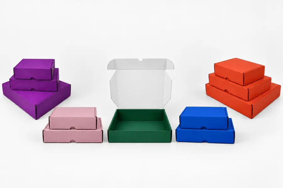 Colored shipping boxes