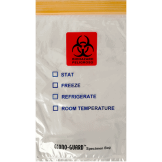 Zip Specimen Transport Bag, 6W x 9L, Color Zipper, Orange, 2 MIL