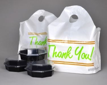 16.5W x 6D x 14L, 1.25 Mil Take-Out Bags with Die Cut Handle