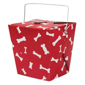 Red And White Dog Bone Paper Take-Out Boxes