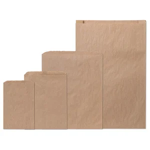 Full Color Imprinted Flat Plain Brown Kraft Merchandise Bags