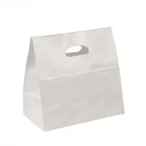 White Kraft Die cut Take Out Bag